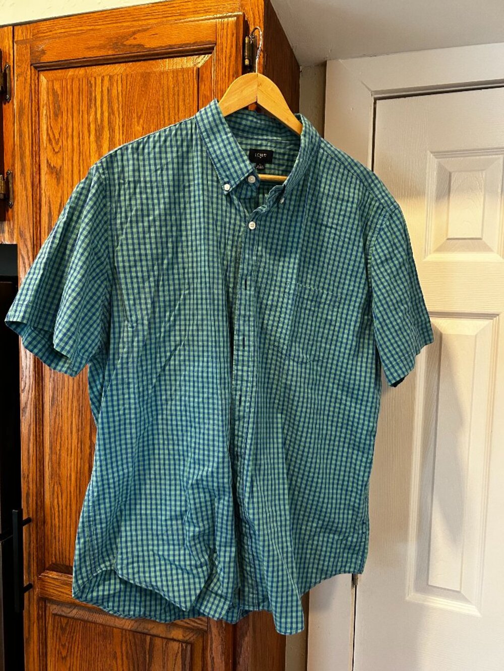 J.Crew Short Sleeve Button Down plaid shirt XL